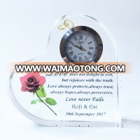 High Quality Crystal Desktop Clock  Wedding Gift Crystal Heart Clock For Customized Logo Souvire Gift For Clock