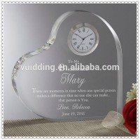 Engraved Clear Heart Personalized Crystal Clocks For Gifts