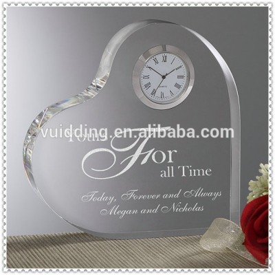 Wedding Heart Shape Glass Clocks For Guests Souvenir