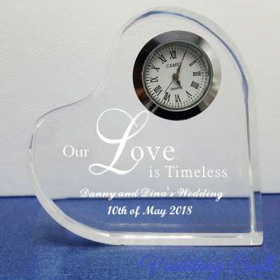 Printing Heart Crystal Clocks Gifts For Wedding Decoration